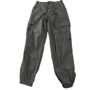 American Eagle SZ 4 Stretch Black Cargo Drawstring Long Pants‎ Pockets